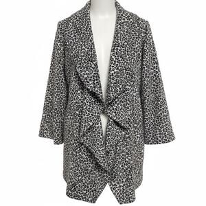 Calvin Klein Grey Leopard Waterfall Blazer Open Front Jacket SZ. 8